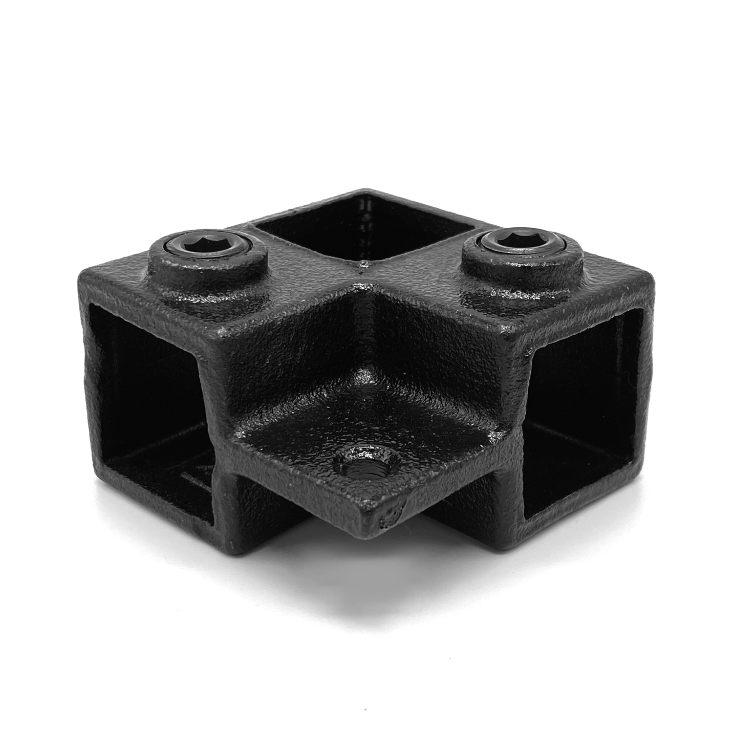 Buiskoppeling Hoekstuk doorlopende staander met lip - zwart - vierkant - 25 mm