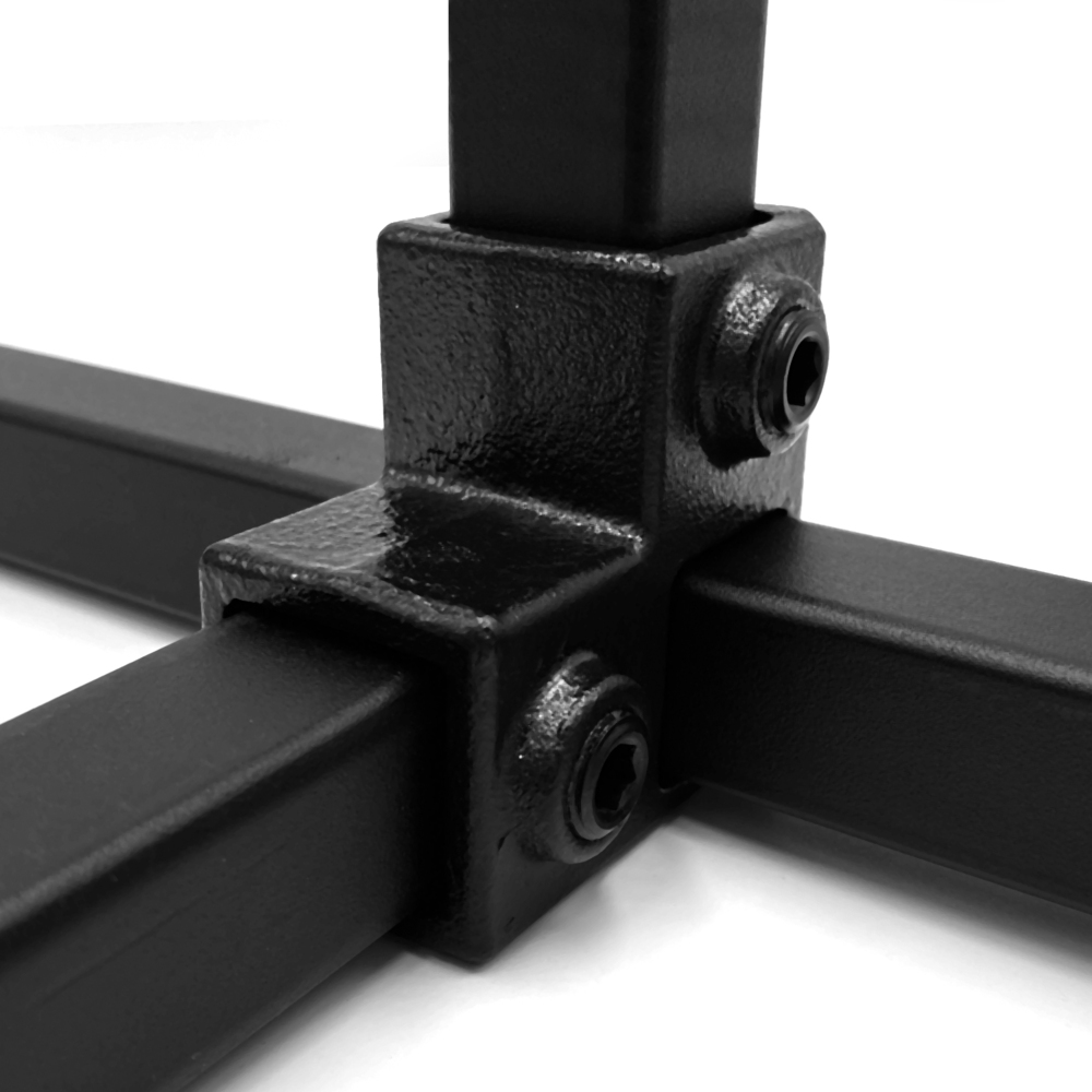Buiskoppeling Hoekstuk doorlopende staander - zwart - vierkant - 40 mm