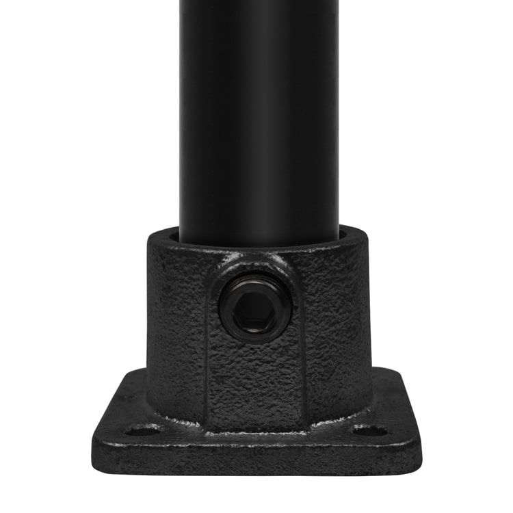 Vierkante voetplaat met doorloop - zwart-D / 42,4 mm