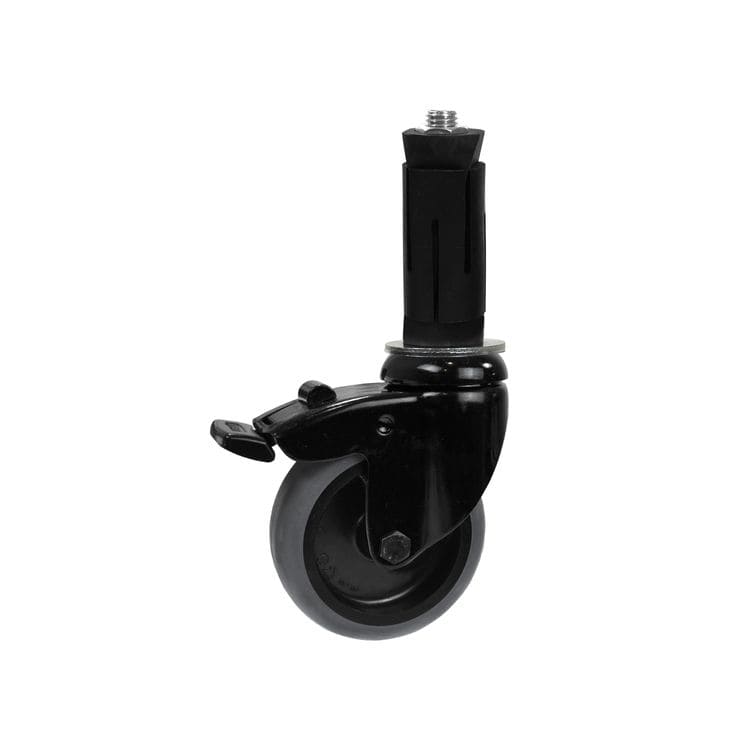 Zwenkwiel (zwart) met rem en expander - 75mm diameter-E / 48,3 mm