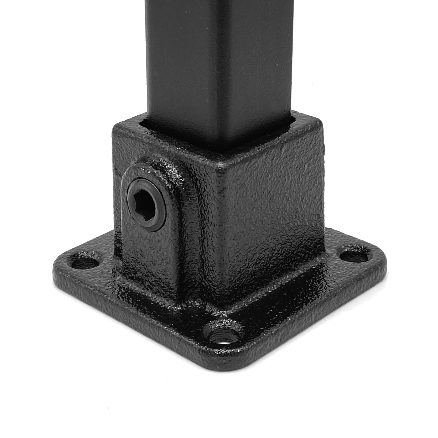 Buiskoppeling Vierkante voetplaat met doorloop - zwart - vierkant - 25 mm