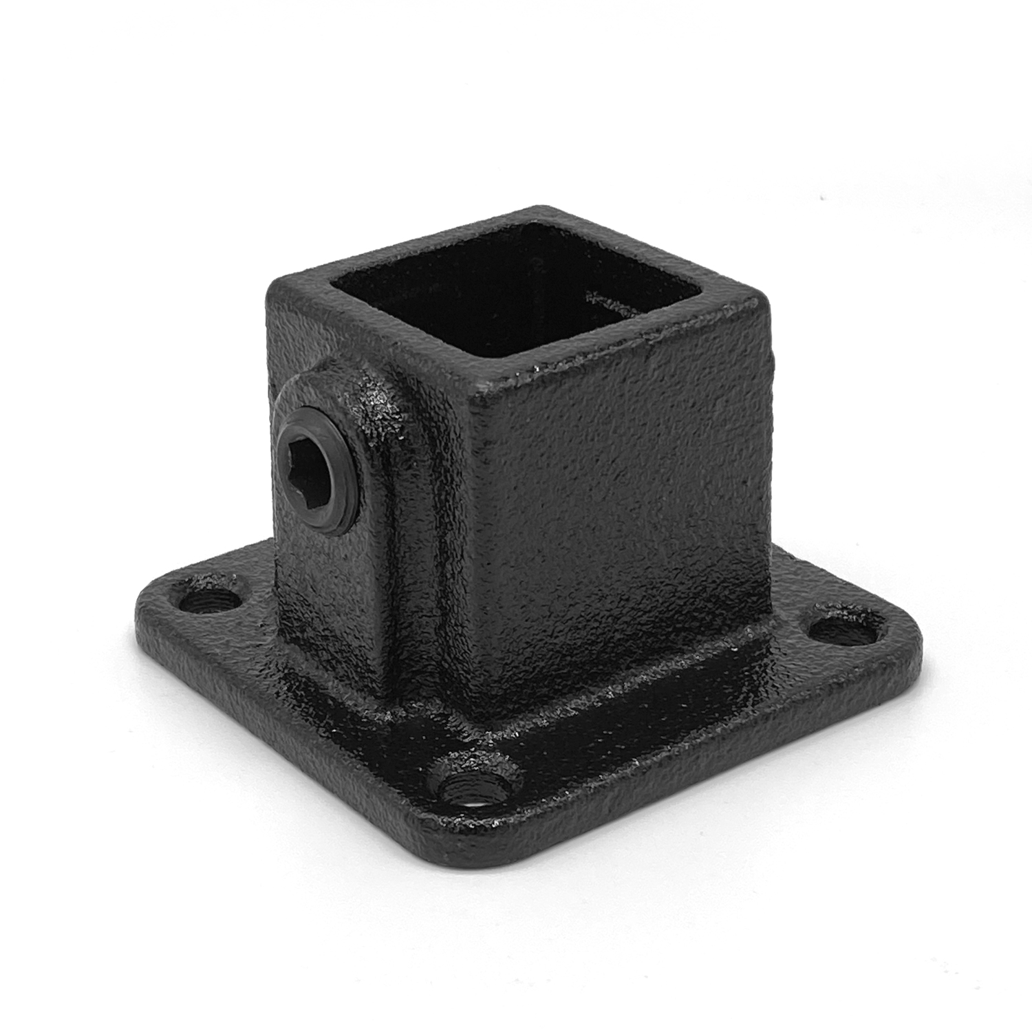 Buiskoppeling Vierkante voetplaat met doorloop - zwart - vierkant - 25 mm