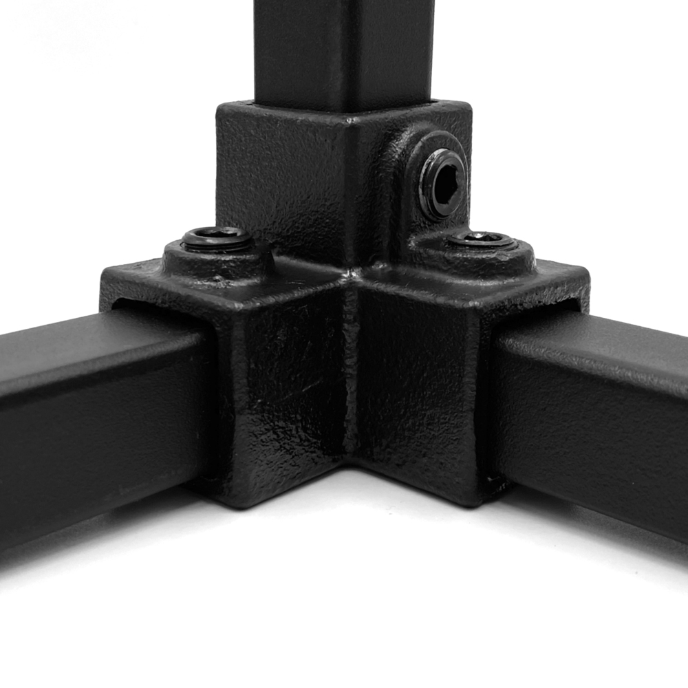 Buiskoppeling Drieweg kniestuk 90° - zwart - vierkant - 25 mm
